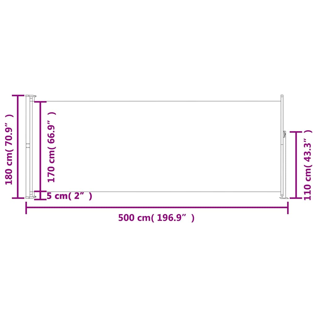 vidaXL Copertină laterală retractabilă de terasă, albastru, 180x500 cm vidaXL Copertină laterală retractabilă de terasă, albastru, 180x500 cm