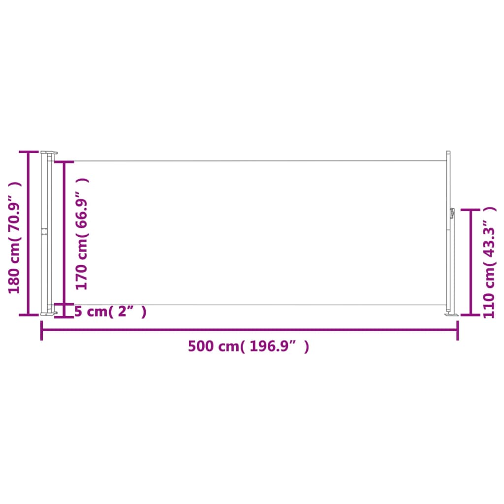 vidaXL Copertină laterală retractabilă de terasă, roșu, 180x500 cm vidaXL Copertină laterală retractabilă de terasă, roșu, 180x500 cm
