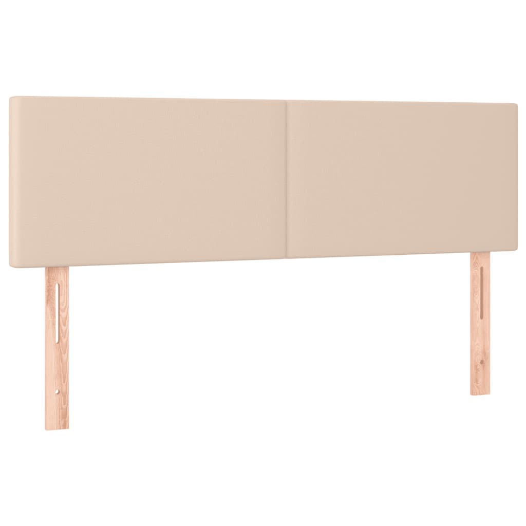 vidaXL Pat cu arcuri, cu saltea și LED cappuccino 140x190 cm piele eco