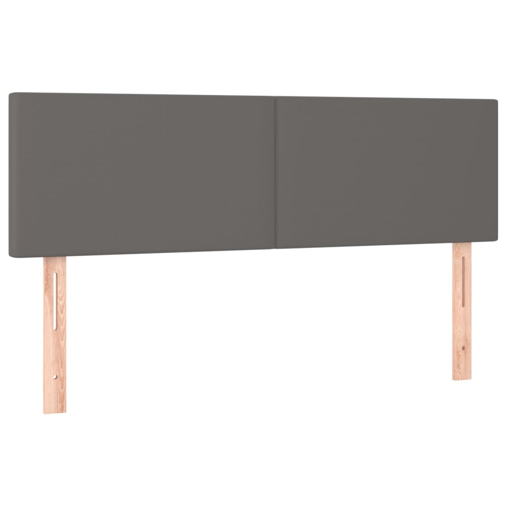 vidaXL Pat cu arcuri, saltea și LED, gri, 140x200 cm, piele eco