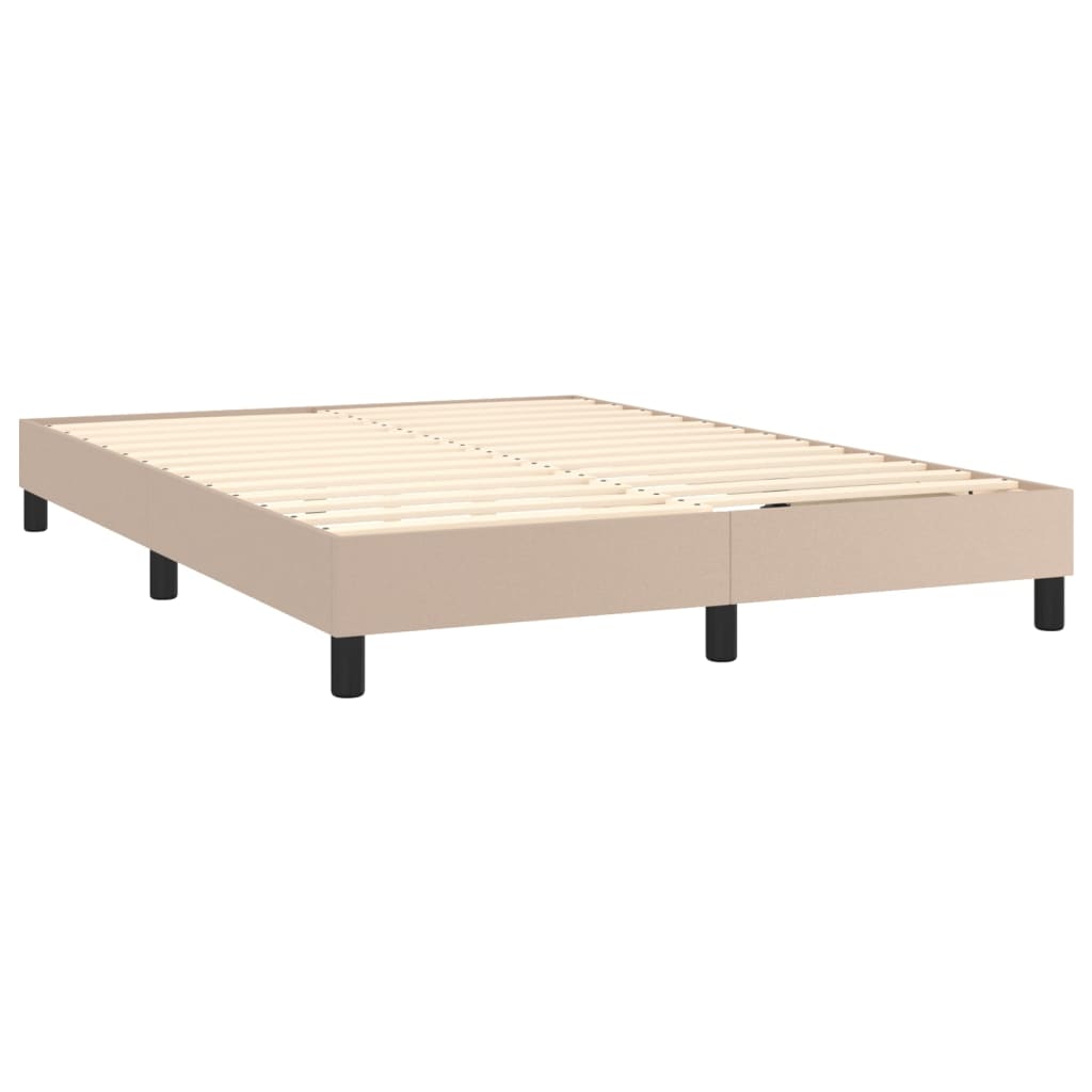 vidaXL Pat cu arcuri, saltea și LED, cappuccino, 140x200cm, piele eco