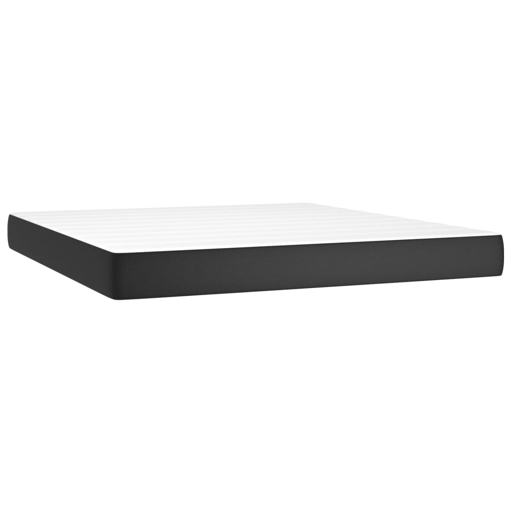 vidaXL Pat cu arcuri, saltea și LED, negru, 160x200cm, piele ecologică vidaXL Pat cu arcuri, saltea și LED, negru, 160x200cm, piele ecologică