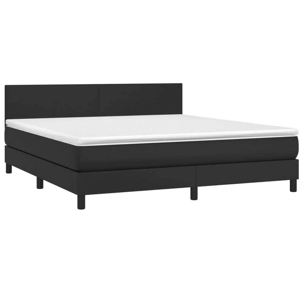 vidaXL Pat cu arcuri, saltea și LED, negru, 180x200cm, piele ecologică vidaXL Pat cu arcuri, saltea și LED, negru, 180x200cm, piele ecologică