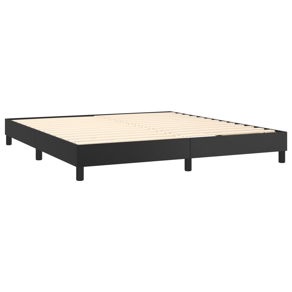 vidaXL Pat cu arcuri, saltea și LED, negru, 180x200cm, piele ecologică vidaXL Pat cu arcuri, saltea și LED, negru, 180x200cm, piele ecologică