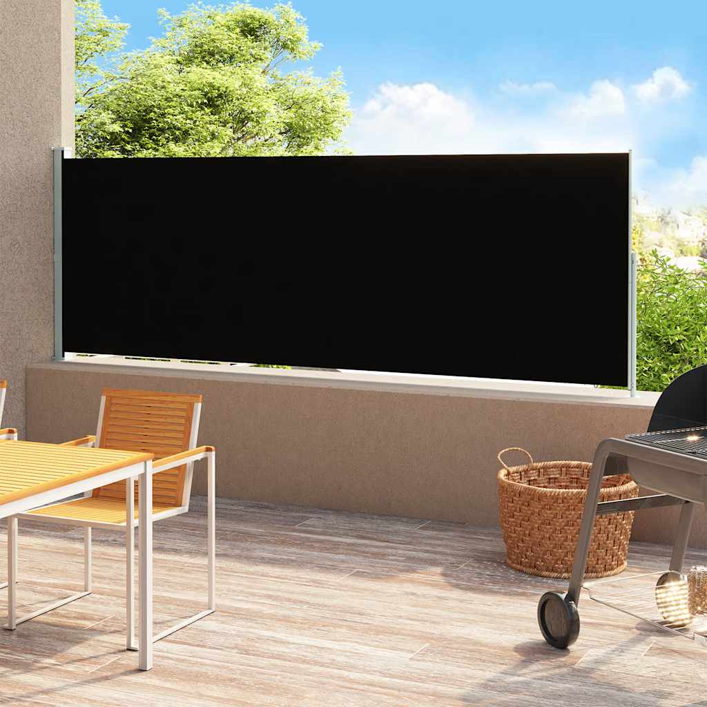 vidaXL Copertină laterală retractabilă de terasă, negru, 200 x 500 cm vidaXL Copertină laterală retractabilă de terasă, negru, 200 x 500 cm