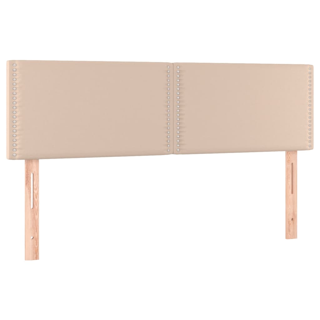 vidaXL Pat cu arcuri, saltea și LED, cappuccino, 140x200cm, piele eco