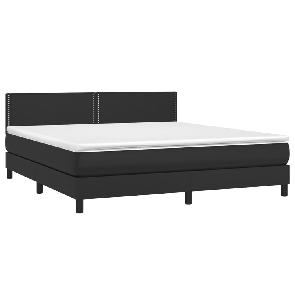 vidaXL Pat cu arcuri, saltea și LED, negru, 180x200cm, piele ecologică vidaXL Pat cu arcuri, saltea și LED, negru, 180x200cm, piele ecologică