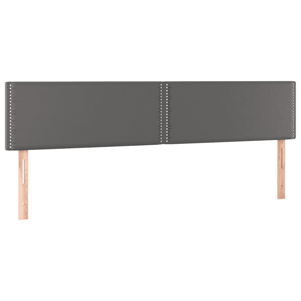 vidaXL Pat cu arcuri, saltea și LED, gri, 200x200 cm, piele ecologică