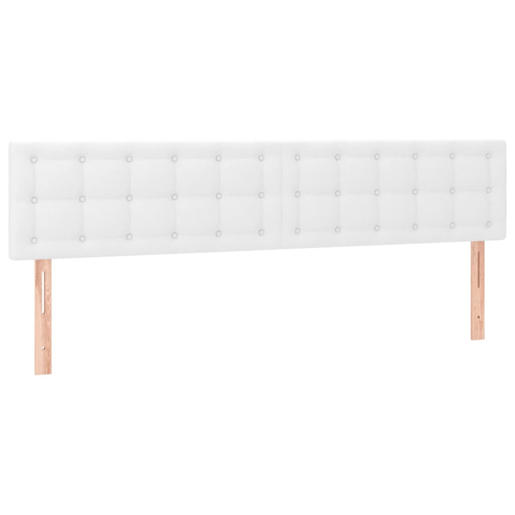 vidaXL Pat cu arcuri, saltea și LED, alb, 200x200 cm, piele ecologică