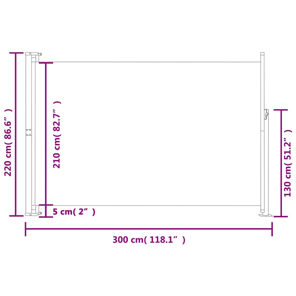 vidaXL Copertină laterală retractabilă de terasă, gri, 220x300 cm vidaXL Copertină laterală retractabilă de terasă, gri, 220x300 cm