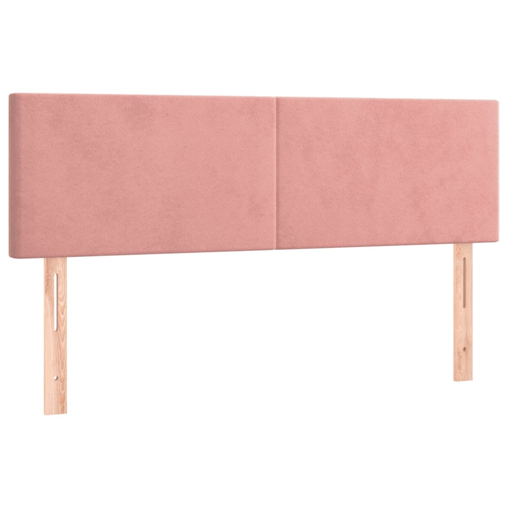 vidaXL Pat cu arcuri, cu saltea și LED, roz, 140x190 cm catifea