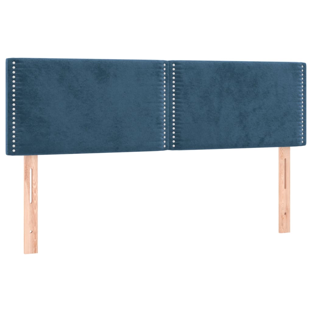 vidaXL Pat cu arcuri, saltea și LED, bleumarin, 140x190 cm, catifea