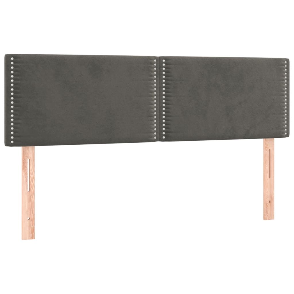 vidaXL Pat cu arcuri, saltea și LED, gri închis, 140x200 cm, catifea