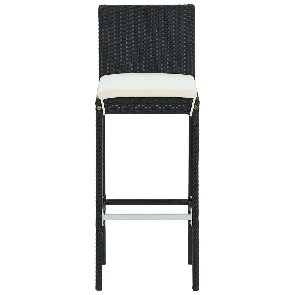 vidaXL Scaune de bar pentru grădină, cu perne, 4 buc. negru, poliratan vidaXL Scaune de bar pentru grădină, cu perne, 4 buc. negru, poliratan