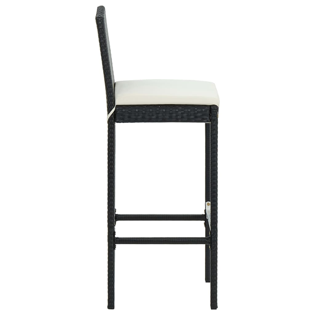 vidaXL Scaune de bar pentru grădină, cu perne, 4 buc. negru, poliratan vidaXL Scaune de bar pentru grădină, cu perne, 4 buc. negru, poliratan