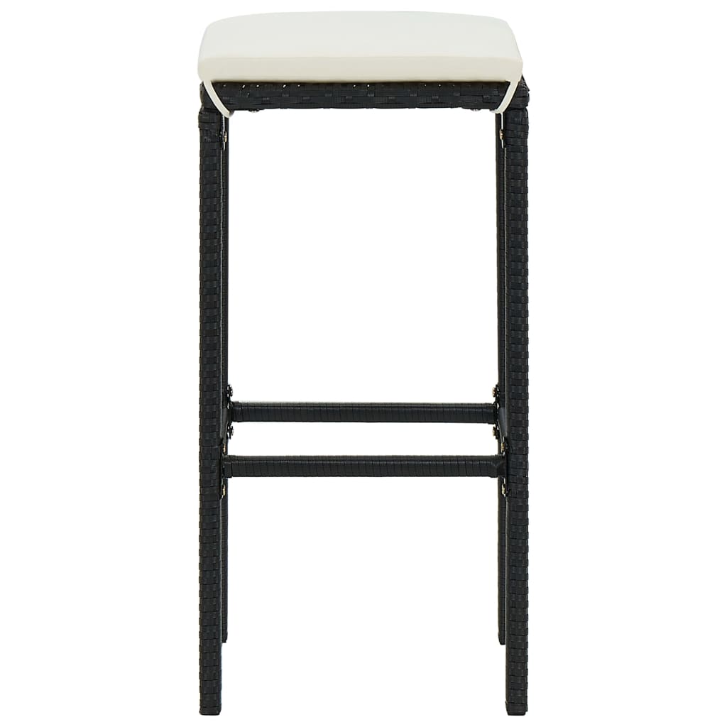 vidaXL Scaune de bar cu perne, 2 buc., negru, poliratan vidaXL Scaune de bar cu perne, 2 buc., negru, poliratan