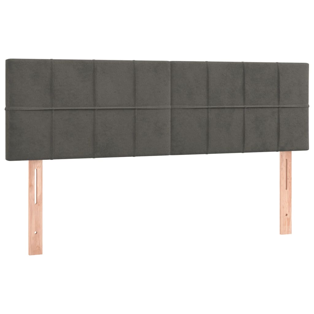 vidaXL Pat cu arcuri, saltea și LED, gri închis, 140x200 cm, catifea