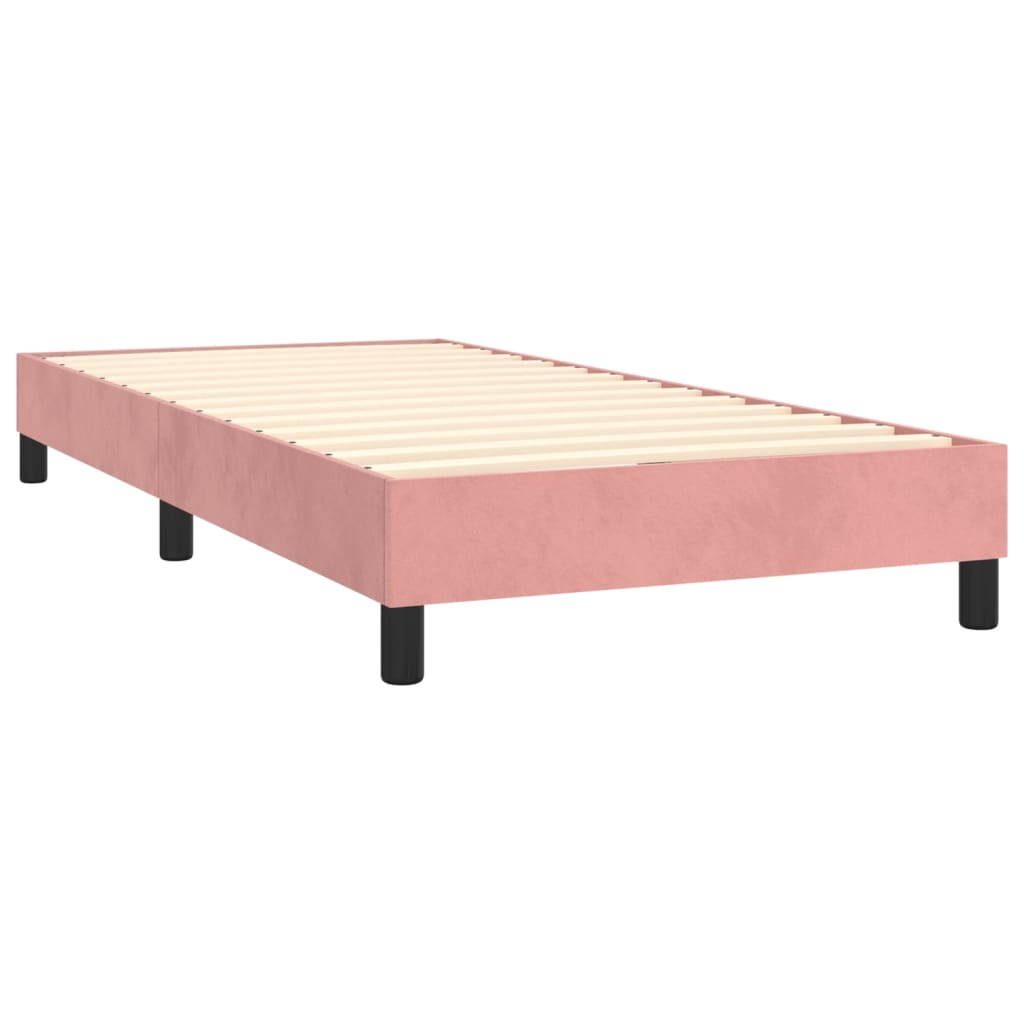 vidaXL Pat cu arcuri, saltea și LED, roz, 90x190 cm, catifea