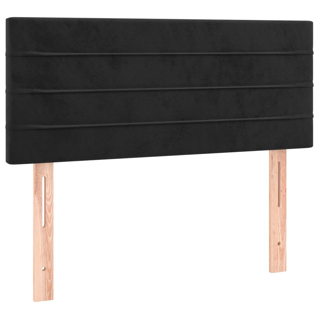 vidaXL Pat cu arcuri, saltea și LED, negru, 90x200 cm, catifea vidaXL Pat cu arcuri, saltea și LED, negru, 90x200 cm, catifea