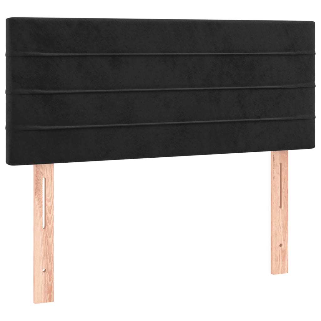 vidaXL Pat cu arcuri, saltea și LED, negru, 120x200 cm, catifea