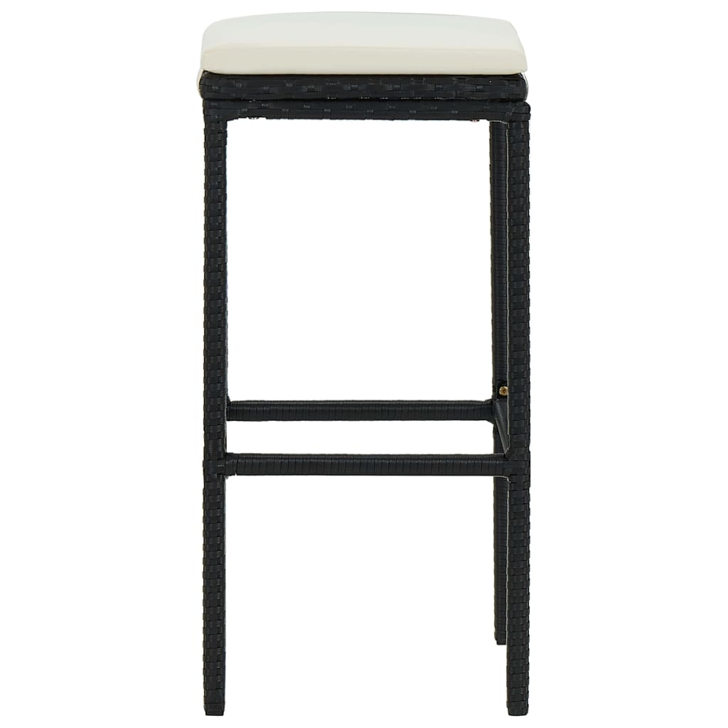 vidaXL Scaune de bar cu perne, 4 buc., negru, poliratan vidaXL Scaune de bar cu perne, 4 buc., negru, poliratan