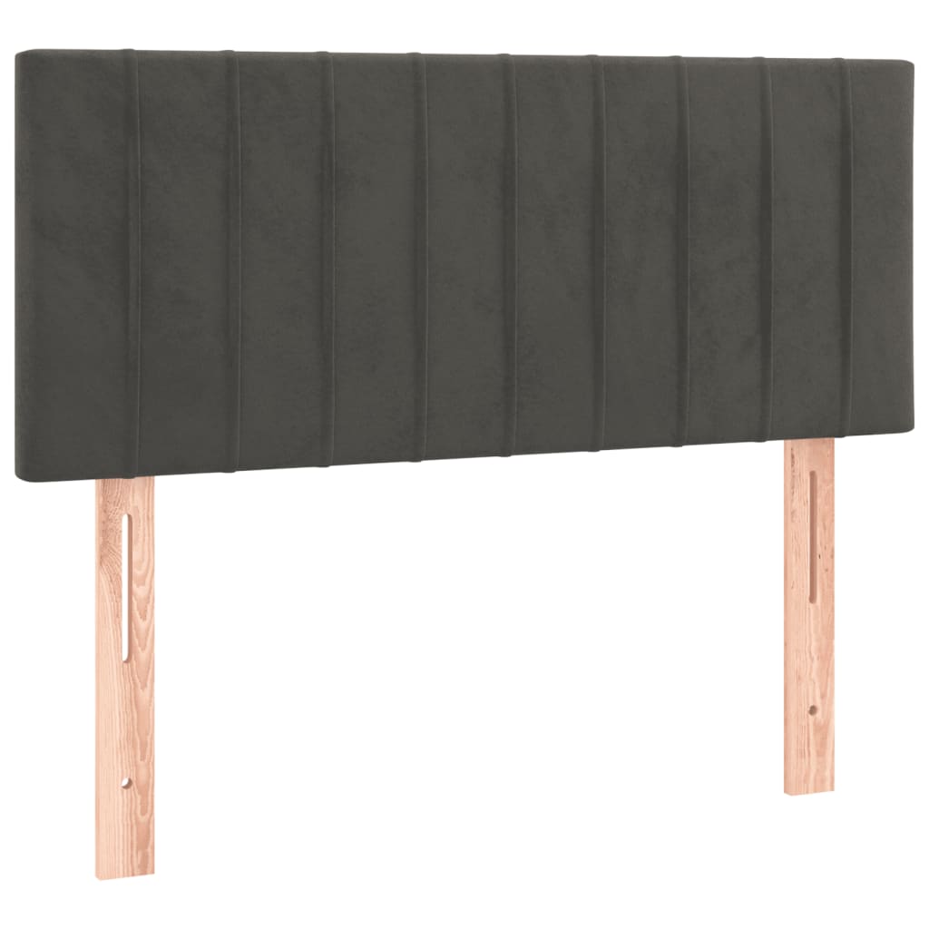 vidaXL Pat cu arcuri, saltea și LED, gri închis, 100x200 cm, catifea