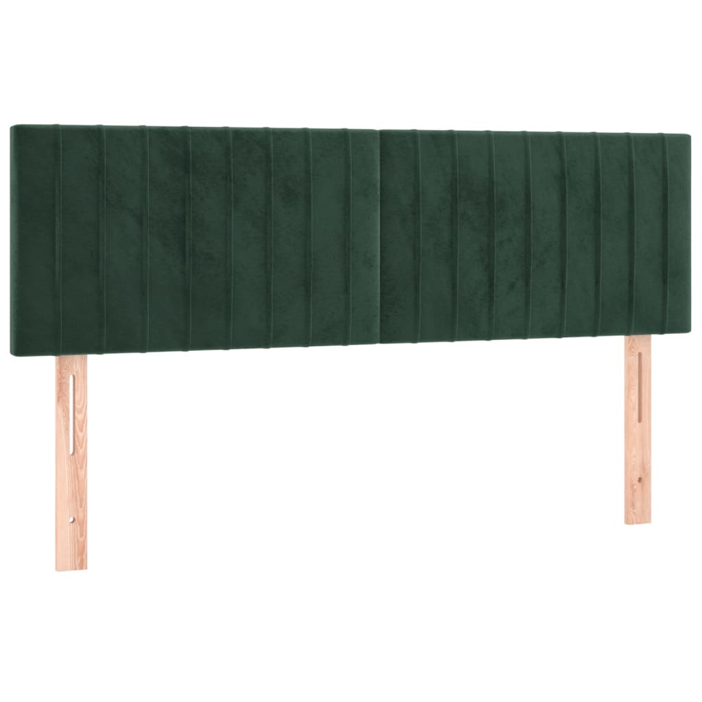 vidaXL Pat cu arcuri, saltea și LED, verde închis, 140x190 cm, catifea vidaXL Pat cu arcuri, saltea și LED, verde închis, 140x190 cm, catifea