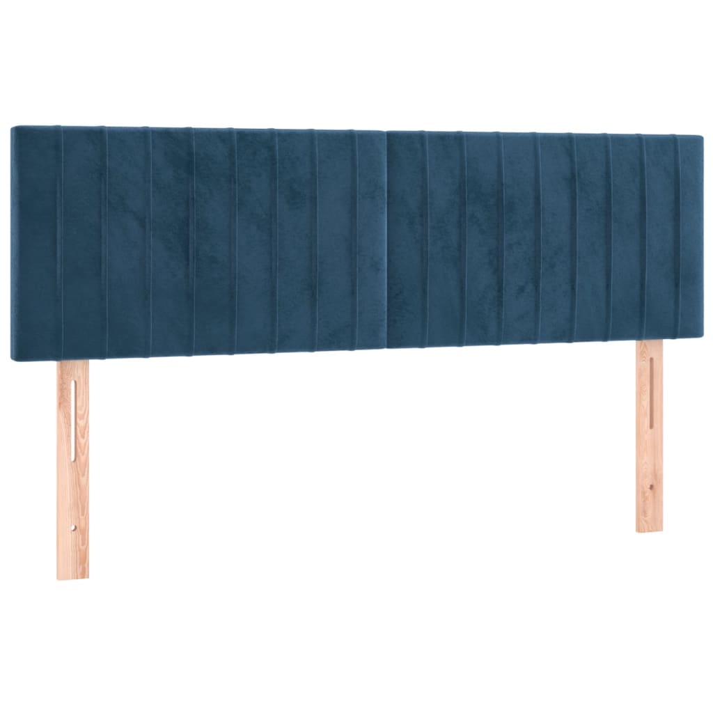 vidaXL Pat cu arcuri, saltea și LED, bleumarin, 140x190 cm, catifea