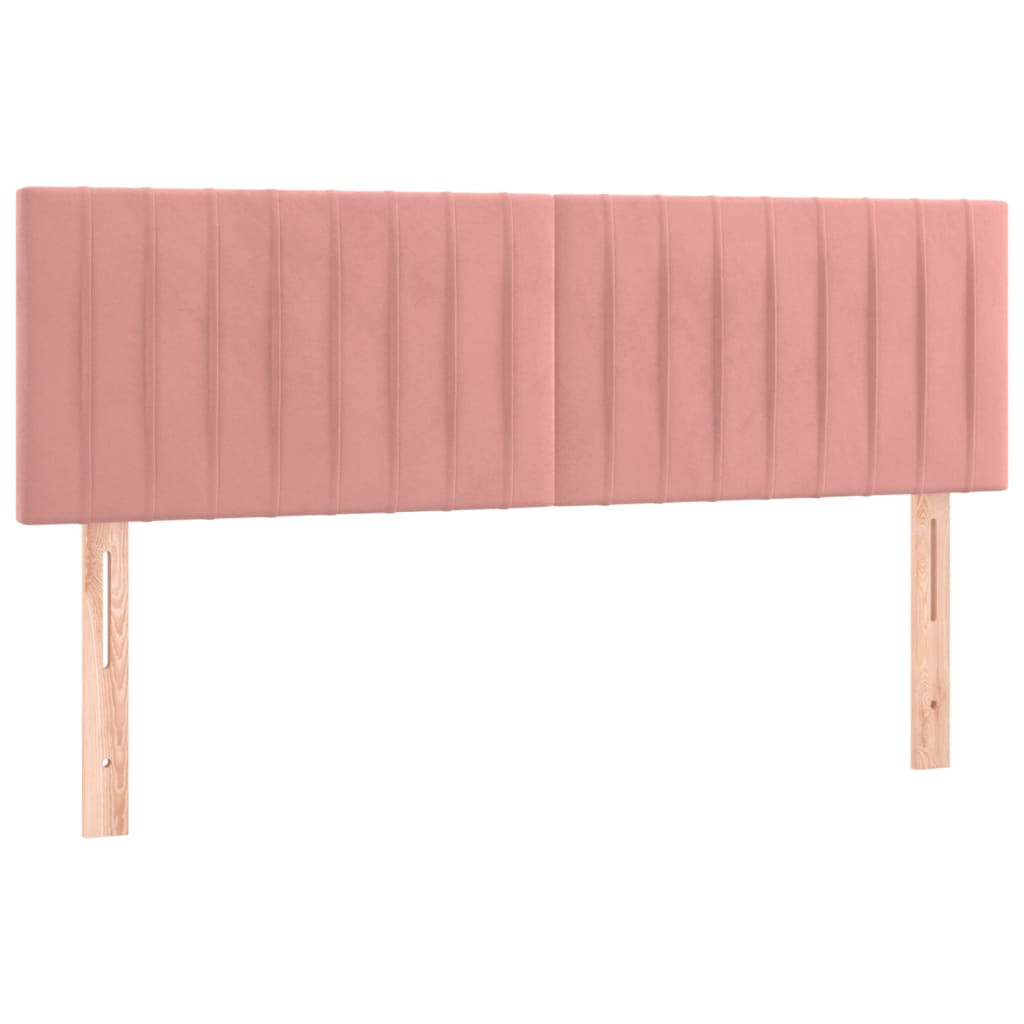 vidaXL Pat cu arcuri, cu saltea și LED, roz, 140x190 cm catifea