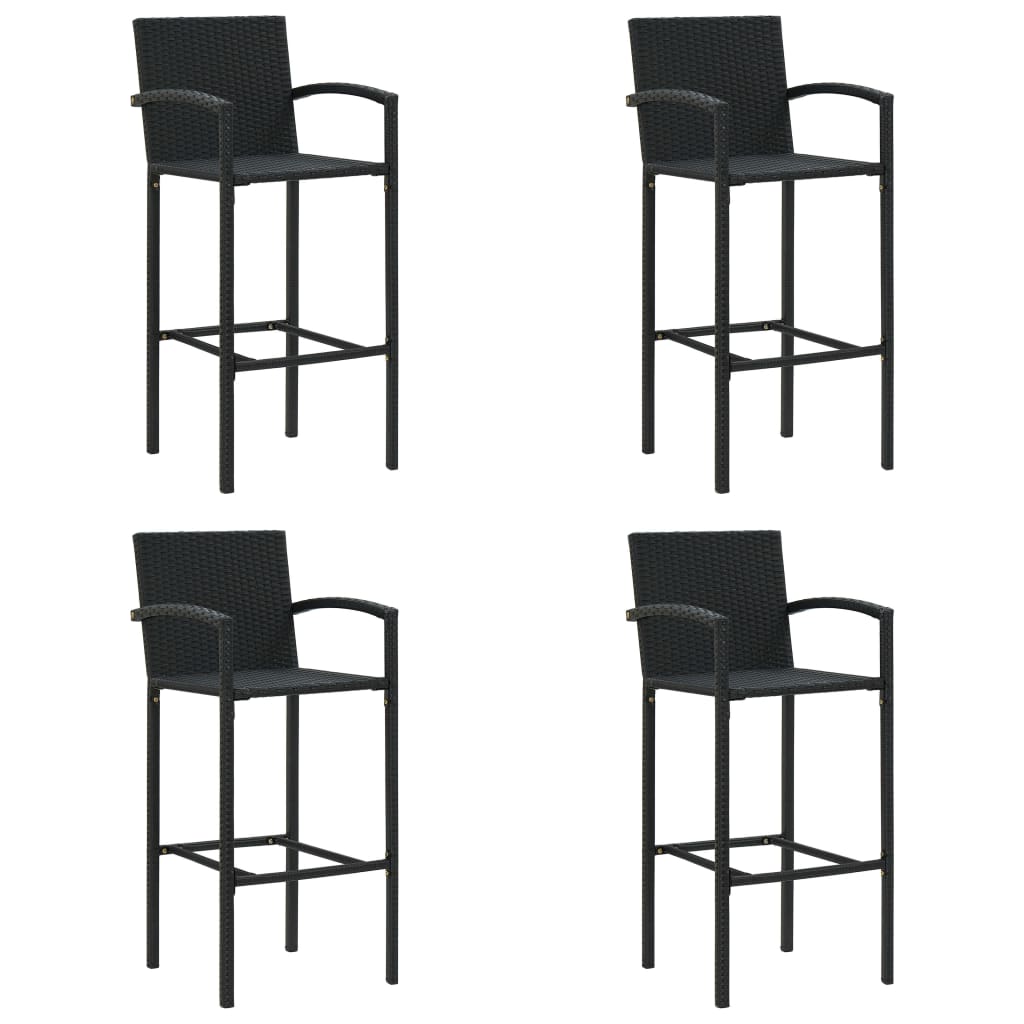 vidaXL Scaune de bar, 4 buc., negru, poliratan vidaXL Scaune de bar, 4 buc., negru, poliratan