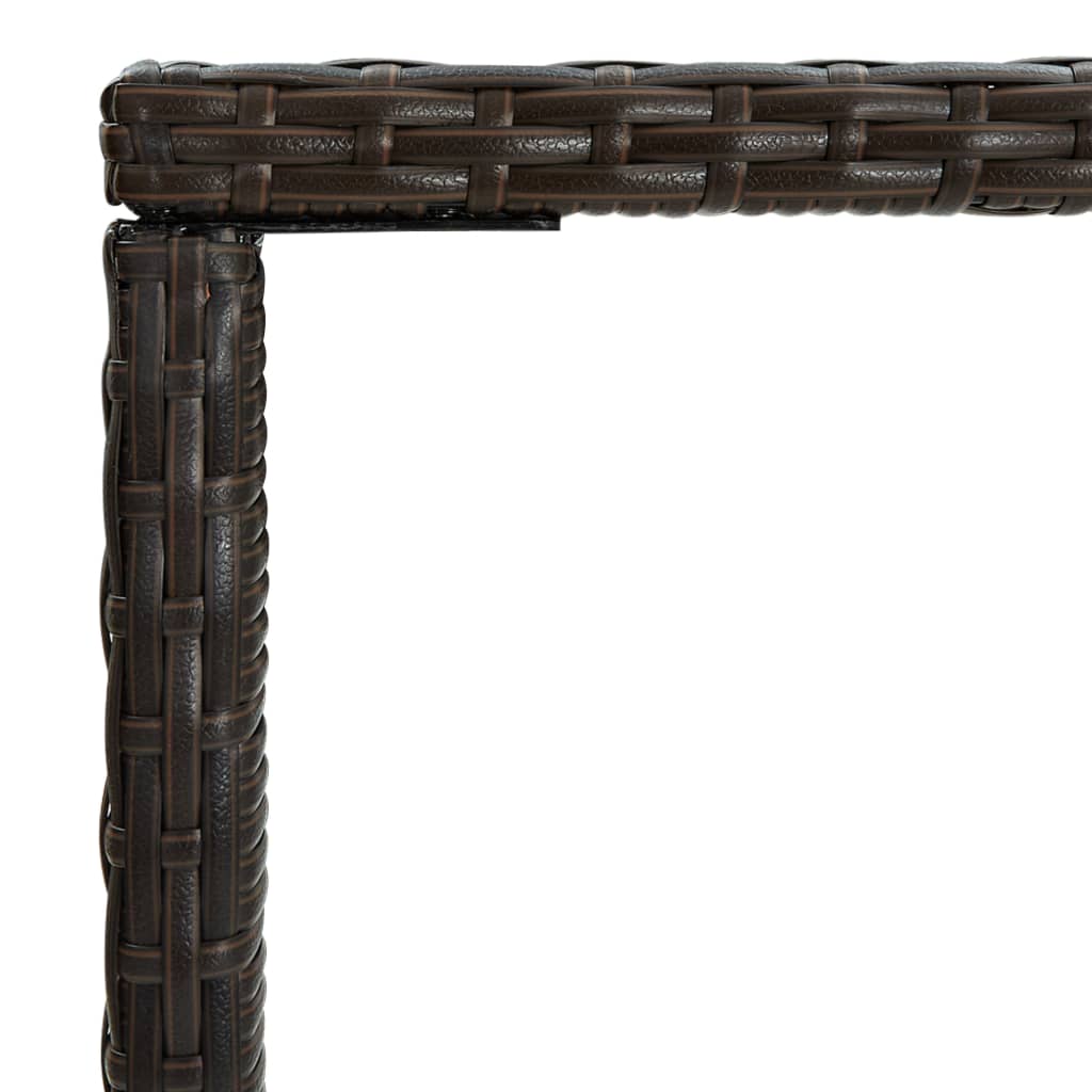 vidaXL Masă de bar de grădină, maro, 70x70x110 cm, poliratan și sticlă vidaXL Masă de bar de grădină, maro, 70x70x110 cm, poliratan și sticlă
