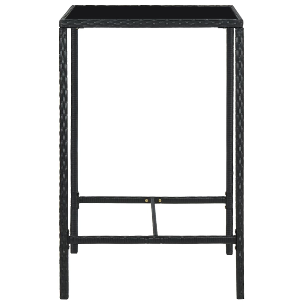 vidaXL Masă de bar de grădină, negru, 70x70x110cm, poliratan și sticlă vidaXL Masă de bar de grădină, negru, 70x70x110cm, poliratan și sticlă