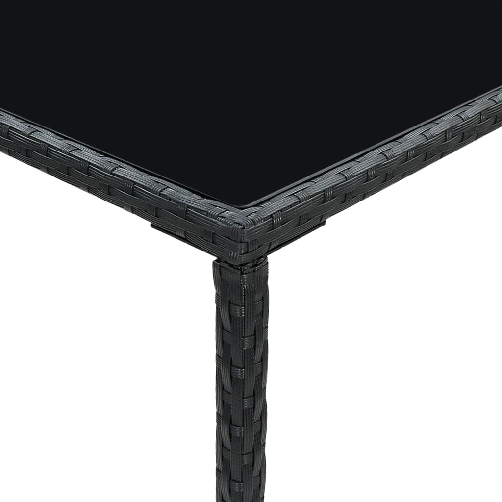 vidaXL Masă de bar de grădină, negru, 70x70x110cm, poliratan și sticlă vidaXL Masă de bar de grădină, negru, 70x70x110cm, poliratan și sticlă