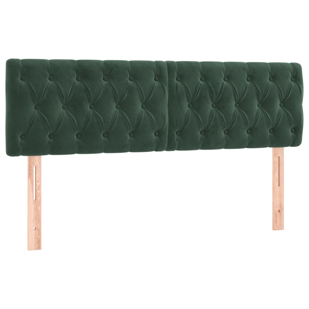 vidaXL Pat cu arcuri, saltea și LED, verde închis, 140x190 cm, catifea vidaXL Pat cu arcuri, saltea și LED, verde închis, 140x190 cm, catifea