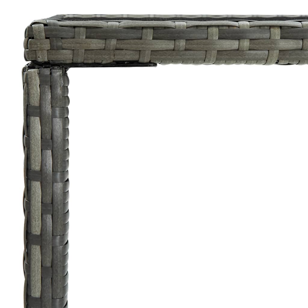 vidaXL Masă de bar de grădină, gri, 70x70x110 cm, poliratan și sticlă vidaXL Masă de bar de grădină, gri, 70x70x110 cm, poliratan și sticlă