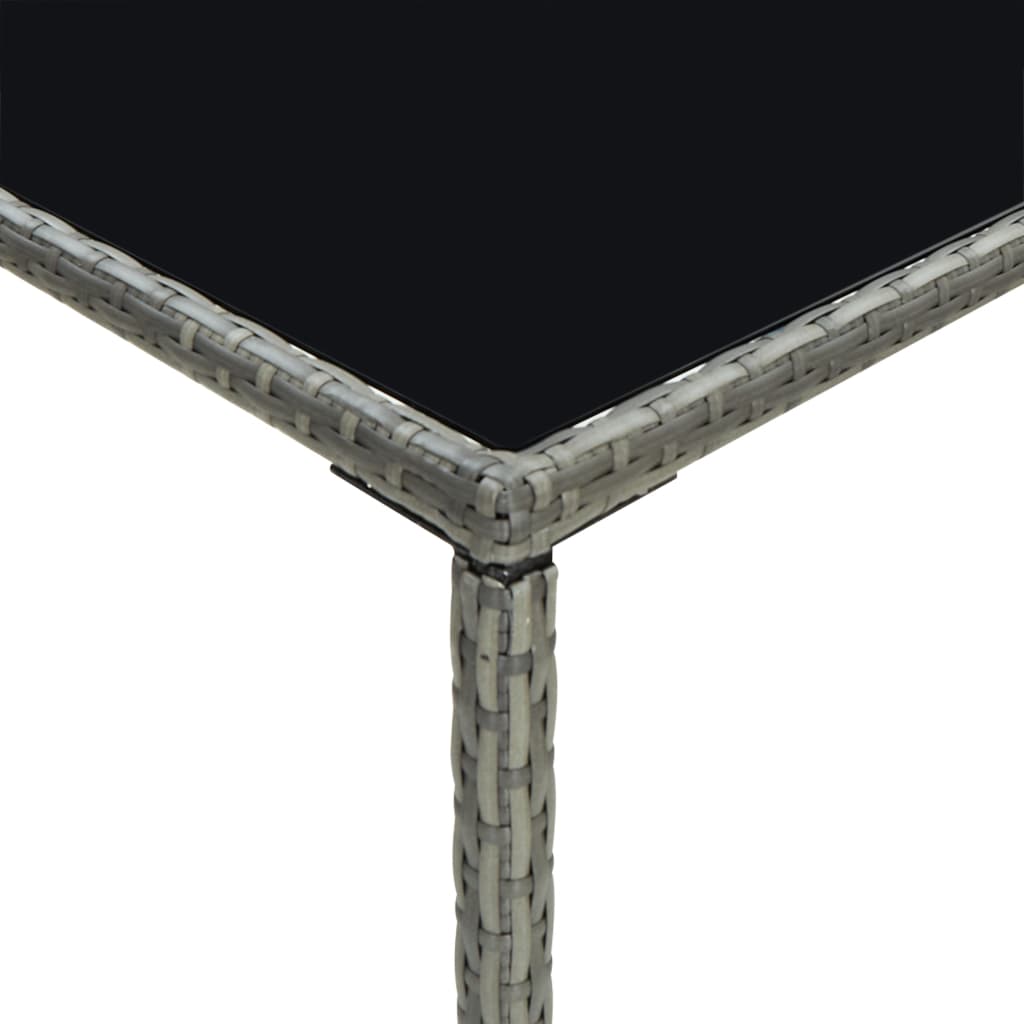 vidaXL Masă de bar de grădină, gri, 70x70x110 cm, poliratan și sticlă vidaXL Masă de bar de grădină, gri, 70x70x110 cm, poliratan și sticlă