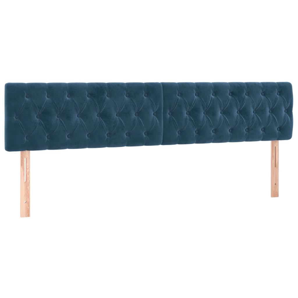 vidaXL Pat cu arcuri, saltea și LED, bleumarin, 200x200 cm, catifea
