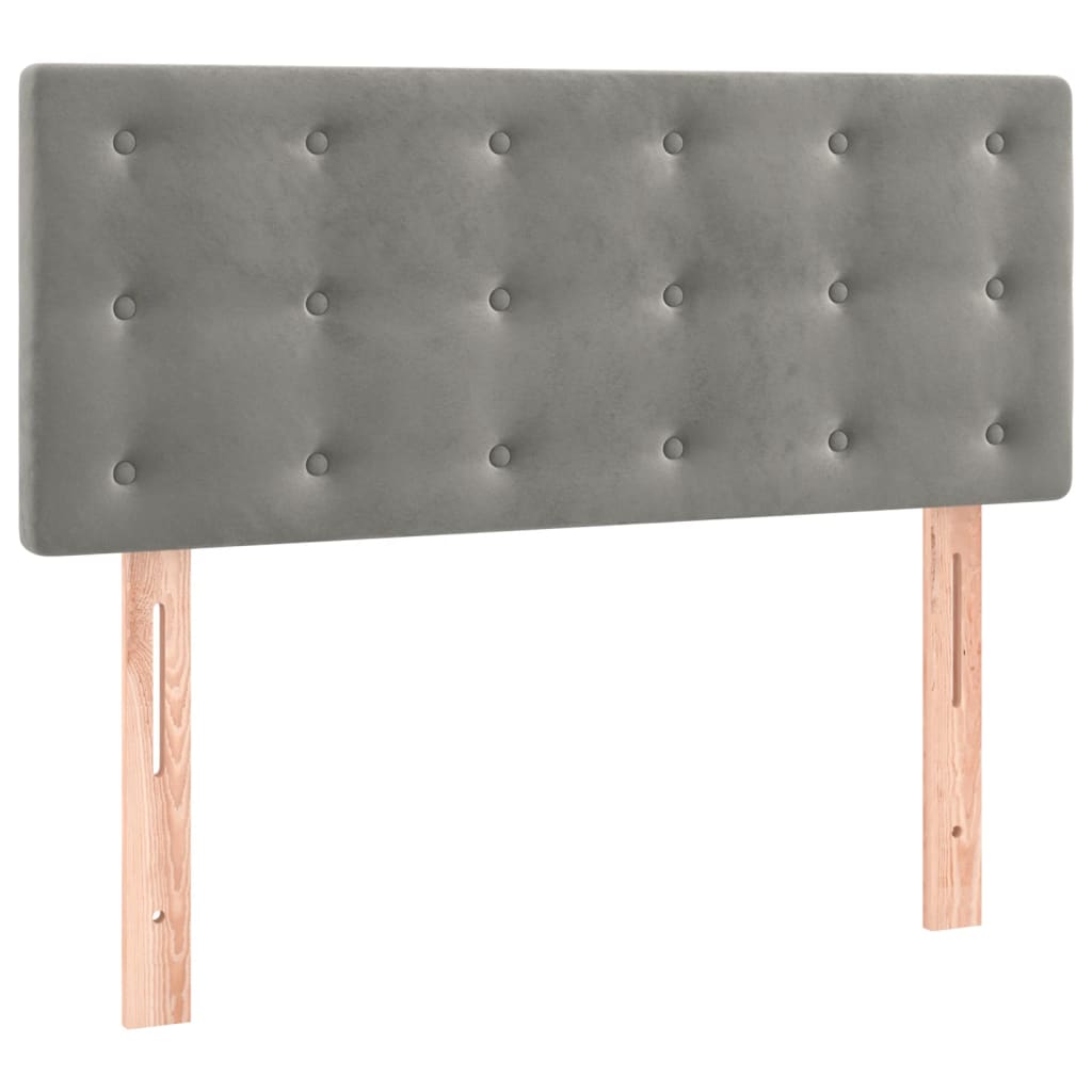 vidaXL Pat cu arcuri, saltea și LED, gri deschis, 90x190 cm, catifea