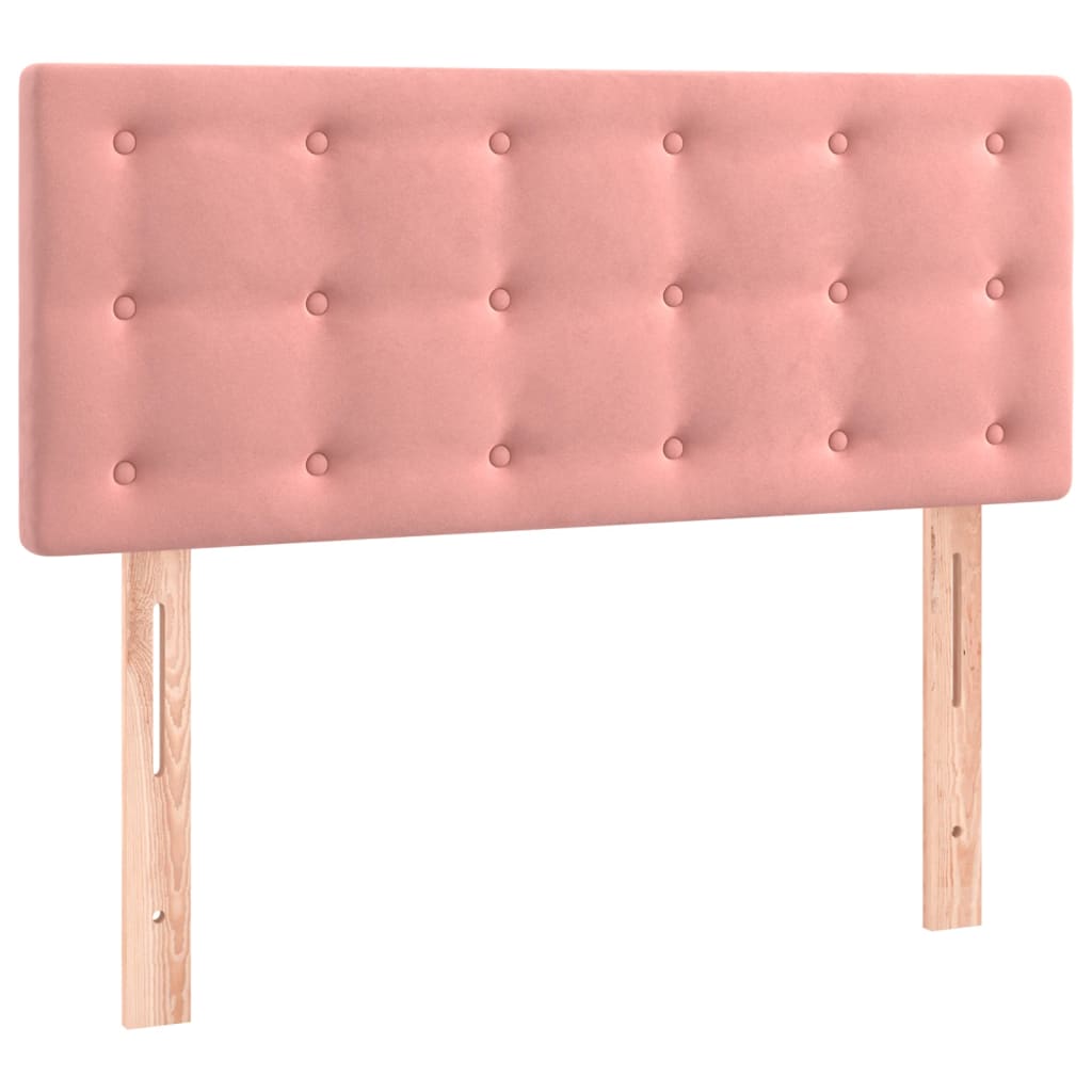 vidaXL Pat cu arcuri, saltea și LED, roz, 90x190 cm, catifea