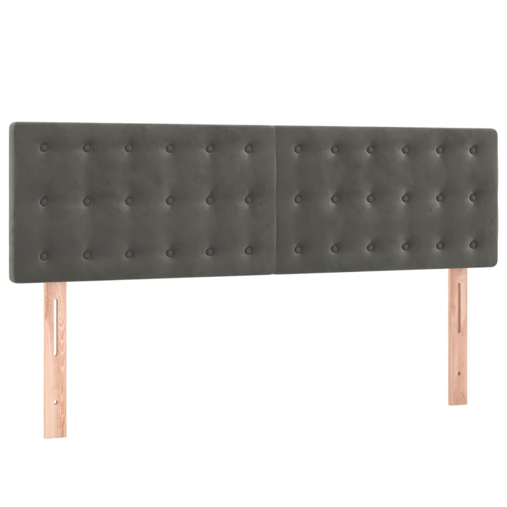 vidaXL Pat cu arcuri, saltea și LED, gri închis, 140x190 cm, catifea