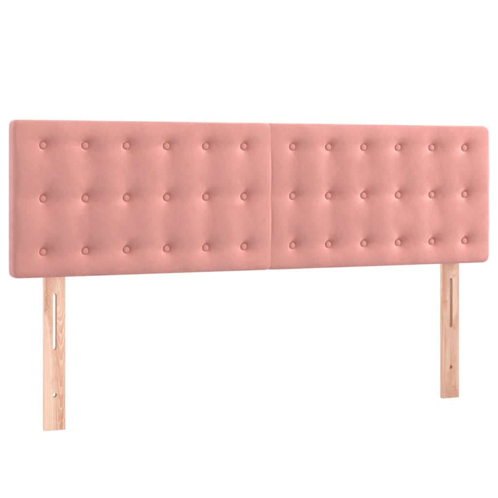 vidaXL Pat cu arcuri, cu saltea și LED, roz, 140x190 cm catifea