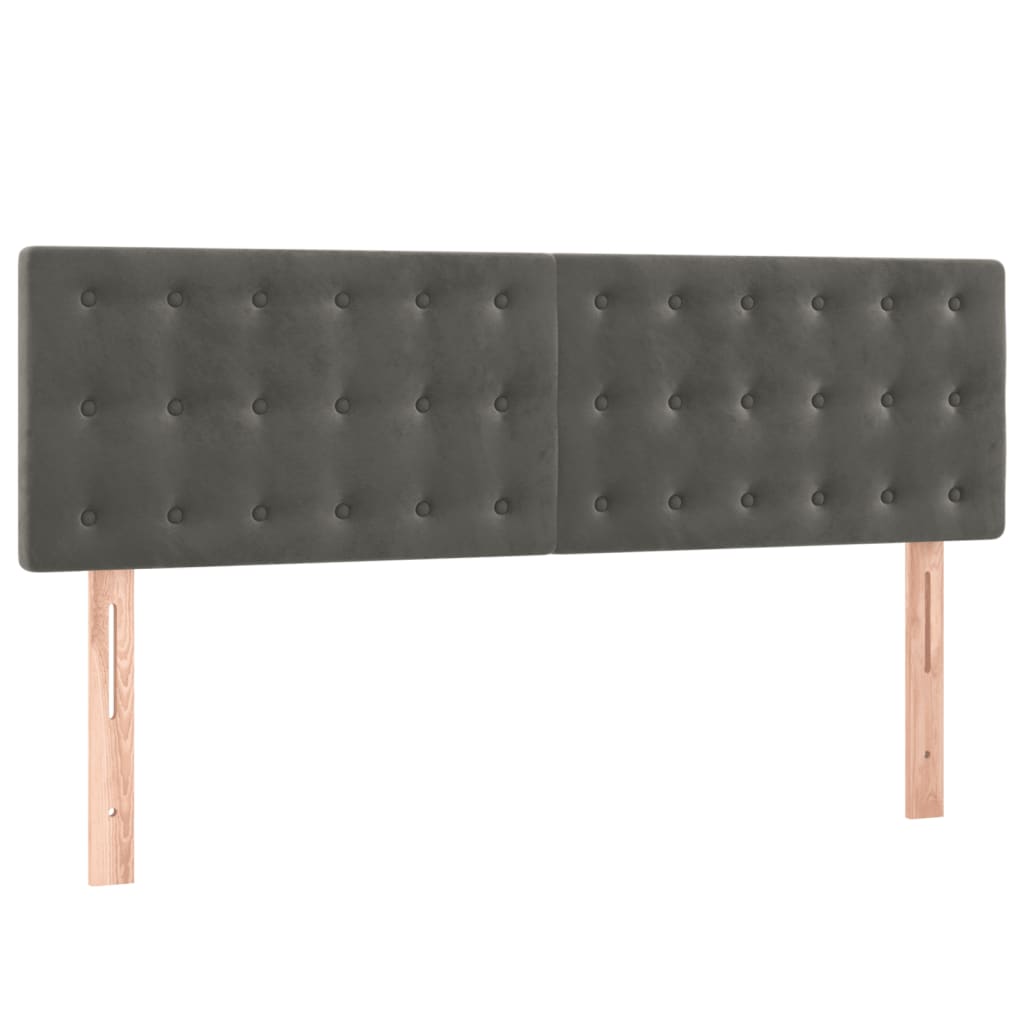 vidaXL Pat cu arcuri, saltea și LED, gri închis, 140x200 cm, catifea