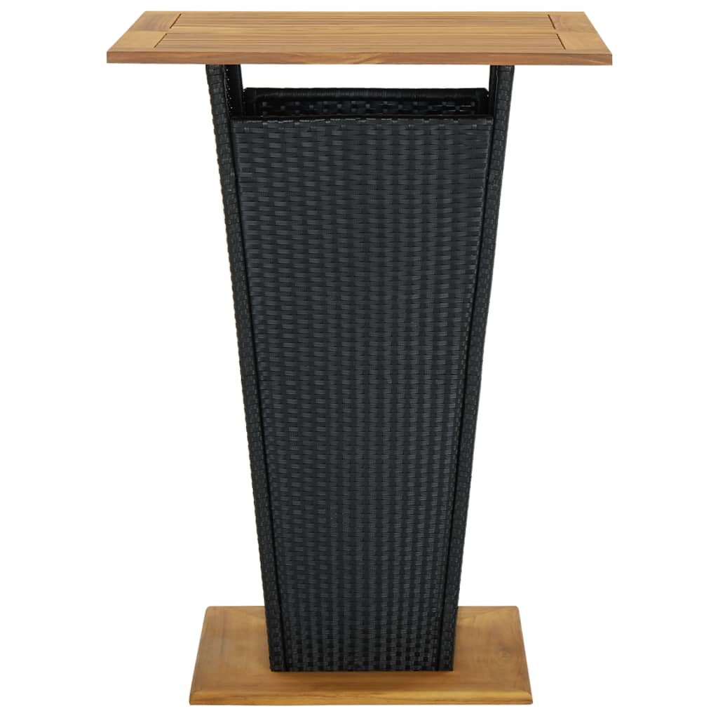 vidaXL Masă de bar, negru, 80x80x110 cm, poliratan/lemn masiv acacia vidaXL Masă de bar, negru, 80x80x110 cm, poliratan/lemn masiv acacia