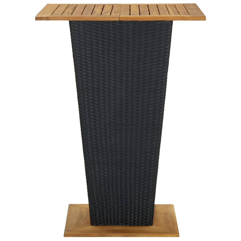 vidaXL Masă de bar, negru, 80x80x110 cm, poliratan/lemn masiv acacia vidaXL Masă de bar, negru, 80x80x110 cm, poliratan/lemn masiv acacia