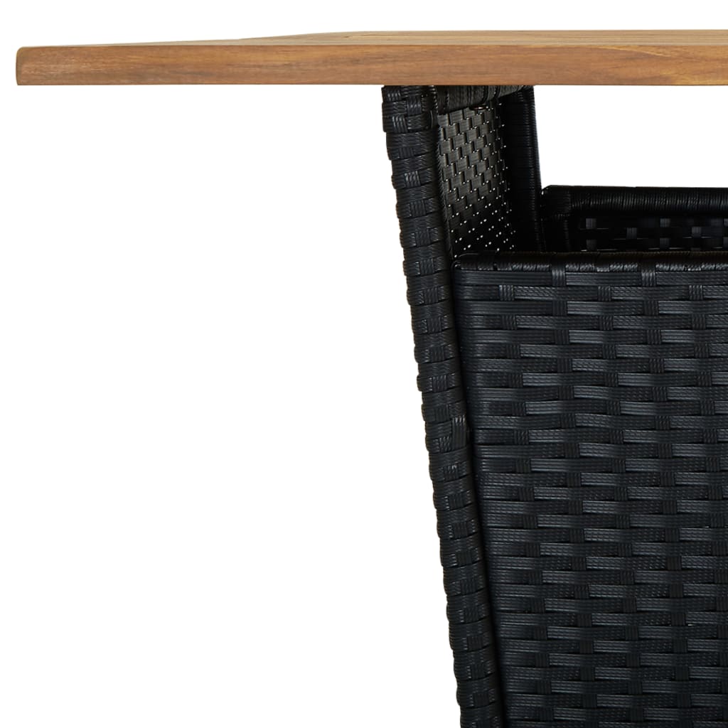 vidaXL Masă de bar, negru, 80x80x110 cm, poliratan/lemn masiv acacia vidaXL Masă de bar, negru, 80x80x110 cm, poliratan/lemn masiv acacia