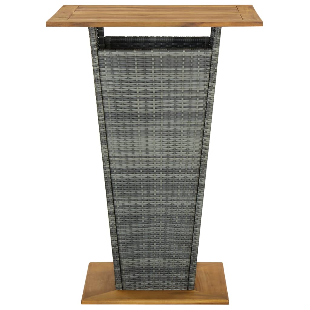 vidaXL Masă de bar, gri, 80x80x110 cm, poliratan/lemn masiv acacia vidaXL Masă de bar, gri, 80x80x110 cm, poliratan/lemn masiv acacia