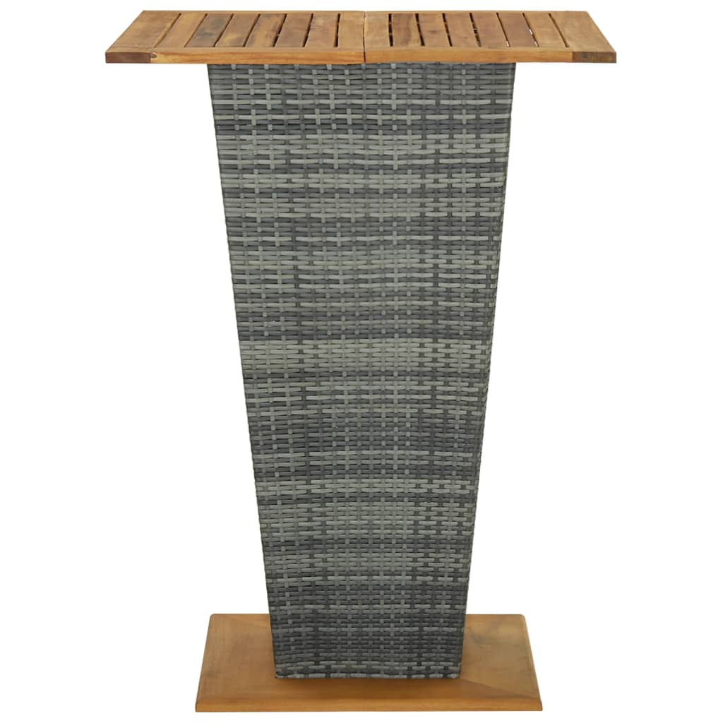 vidaXL Masă de bar, gri, 80x80x110 cm, poliratan/lemn masiv acacia vidaXL Masă de bar, gri, 80x80x110 cm, poliratan/lemn masiv acacia