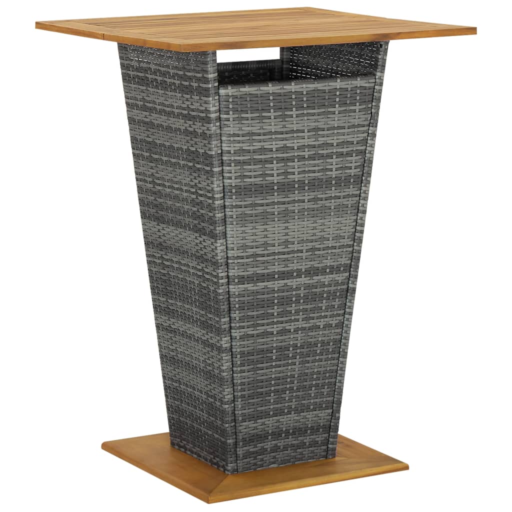 vidaXL Masă de bar, gri, 80x80x110 cm, poliratan/lemn masiv acacia vidaXL Masă de bar, gri, 80x80x110 cm, poliratan/lemn masiv acacia