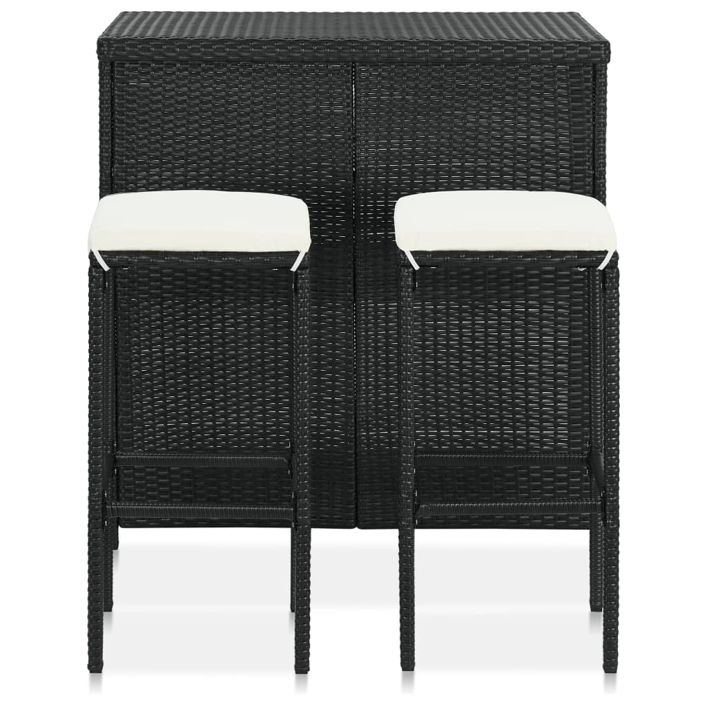 vidaXL Set mobilier de bar, 3 piese, negru, poliratan vidaXL Set mobilier de bar, 3 piese, negru, poliratan