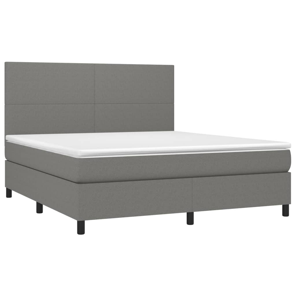 vidaXL Pat cu arcuri, saltea și LED, gri închis, 160x200 cm, textil vidaXL Pat cu arcuri, saltea și LED, gri închis, 160x200 cm, textil